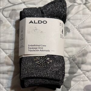 ALDO Embellished Crew Socks in Sparkling Dark Gray